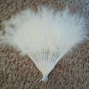 White feather folding fan - very Bridgerton